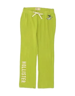 HOLLISTER Womens Graphic Tracksuit Trousers UK 14 Large Green Cotton AK49 • £12.73