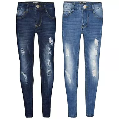 £9.99 • Buy Kids Boys Skinny Jeans Denim Ripped Stretchy Pants Trousers New Age 3-13 Years