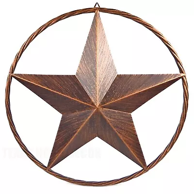 Metal Barn Star With Rope Ring Circle Large Texas Western Brushed Copper 17.5 In • $39.95