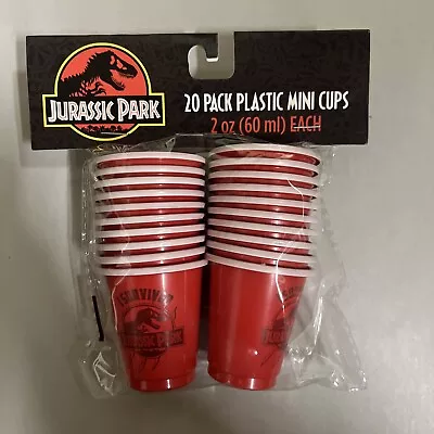 Jurassic Park 🦖 Red Plastic Mini Cups 2 Oz. Set Of 20 Cold Bev NEW! • $9.20