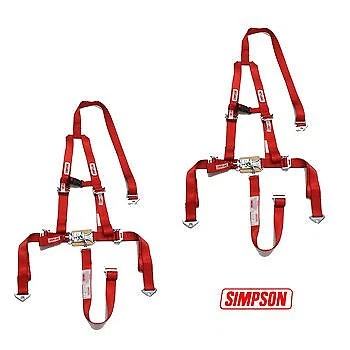 $124.99 • Buy 2 Yamaha Rhino Simpson 5 Point Y Harness Seat Belts Sewn In Harness 2 X2  Red