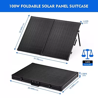 100W Portable Foldable Solar Panel Battery Charger Generator Camping Caravan RV • £89.25