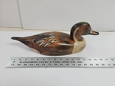 Vintage Hand Carved Wood Decoy Duck Pintail 16  Long Folk Art Signed Lee • $50