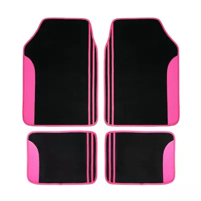 4pcs Universal Car Floor Mats Carpet Front Rear Pink Black Women Girls Auto SUV • $45.99