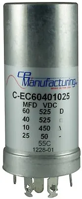 CE Manufacturing Multisection Mallory FP Can Capacitor 60/40µf @ 525VDC/10µf... • $52.39