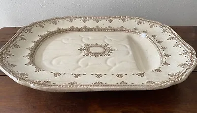 Antique 1870-1880's Ironstone Brown Transferware Large Meat Platter With Well • $200