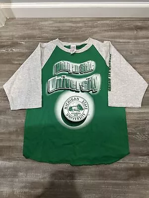 Vtg 90s Michigan State University 3/4 Sleeve Shirt YOUTH M Made In USA College • $19.95