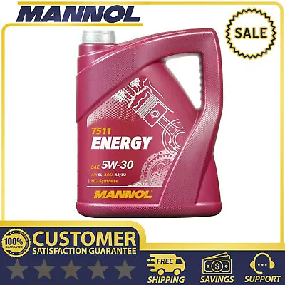 Mannol Energy 5w/30 Fully Synthetic Engine Oil Sl/cf Acea A3/b3 Wss-m2c913-b 5l • £17.90