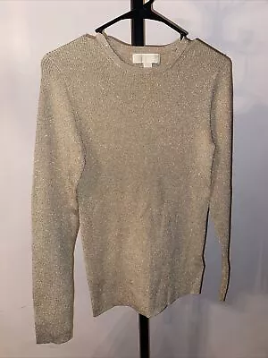 Michael Kors Size Medium Gold Metallic Light Weight T-Shirt Longsleeve Holiday • $14.99