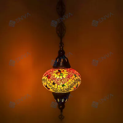 Turkish Moroccan Glass Mosaic Ceiling Hanging Chandelier Light Lamp Large Globe • $77.99