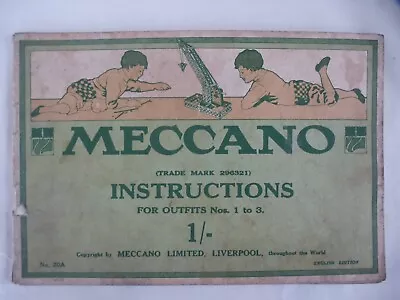 Early Vintage Meccano Manual Instructions No. 20A 1920    5 • £2.99