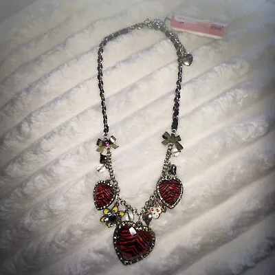 Betsey Johnson Zebra Hearts And Monkey Necklace  • $45.99