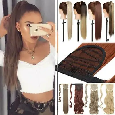 Clip In Hair Extensions Wrap Ponytail Pony Tail Red Brown Blonde Ginger Plum Ash • £12.80