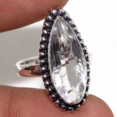 $3.99 • Buy White Topaz 925 Silver Plated Handmade Gemstone Ring US 5.5 Amazing Gift GW