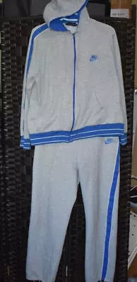 Vintage 1980's Nike Blue Grey 2 Piece Sweat Suit Set Men's Large • $59.95