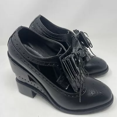 Monster Black Loafer Platform Shoes Patent Leather Size 11 Gothic Rave 5” Heel • $128