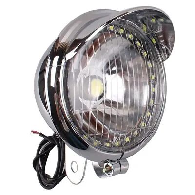 Universal Motorcycle LED Headlight Head Lamp Chrome For Harley Chopper Custom • $17.99