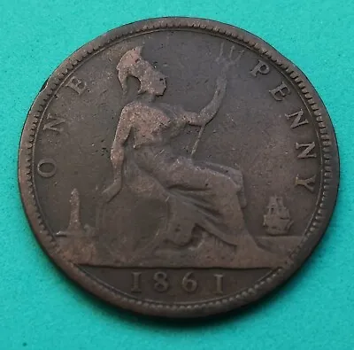1861 Victoria Bun Penny Coin #2000 • £22