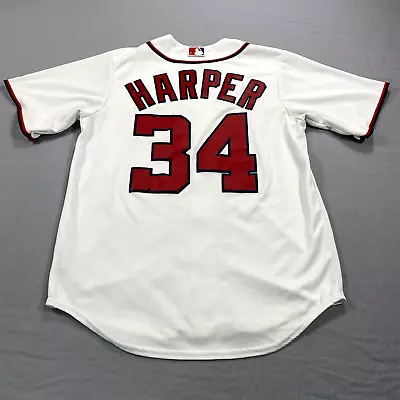 Washington Nationals 34 Bryce Harper Jersey Mens Medium White Majestic Cool Base • $38.88