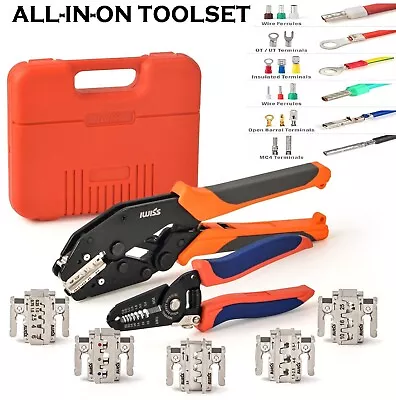 Ratcheting Crimping Plier Ratchet Wire Crimper Tool Solar Open Barrel Terminal • $97.99