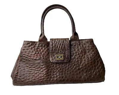 Vintage Veari Brown Genuine Ostrich Leather Shoulder Bag Handbag Purse • $127.10