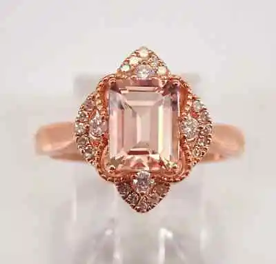 2Ct Emerald Cut Lab-Created Morganite Halo Anniversary Ring 14K Rose Gold Plated • $113.39