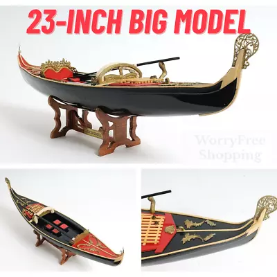 DISPLAY GONDOLA Replica Large Wooden Italian Rowing Boat Model Nautical Decor • $340