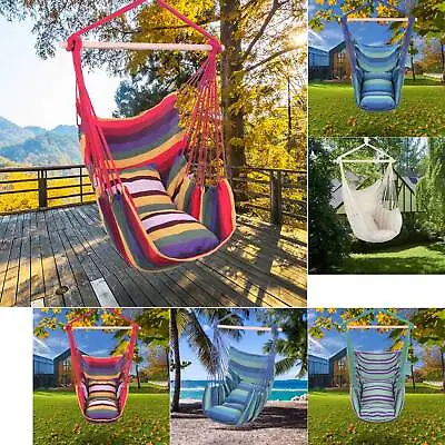 £17.99 • Buy Large Garden Hammock Rope Chair Hanging Swing Seat Outdoor/Indoor 4 Colors Comfy