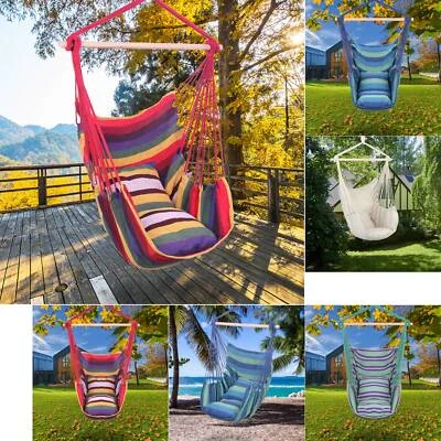 £17.99 • Buy Large Garden Hammock Rope Chair Hanging Swing Seat Outdoor/Indoor 4 Colors Comfy