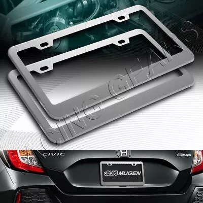 2 X Car Auto Metal License Plate Frame Holder Silver Aluminum Alloy Front & Rear • $10.95