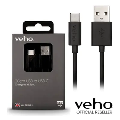 Veho 20cm Usb-c Charge & Sync Cable Lead For Samsung Google Huawei Phones • £4.95