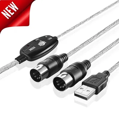 USB IN-OUT MIDI Interface Cable Converter To PC Music Keyboard Adapter Cord • $9.98