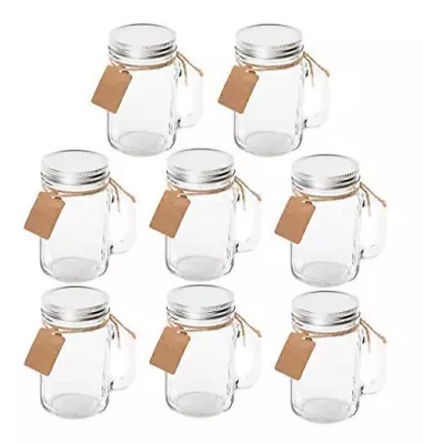 Jar Mugs Mason Fashion Jars Drinking Glass Set Handles Lids Cocktails Bar 8 Pack • $22.69