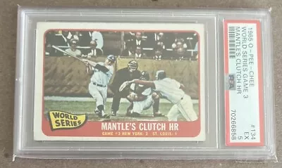 1965 OPC O-Pee-Chee Baseball #134 World Series Game 3 Mantle's Clutch Hr PSA 5 • $200
