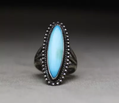 Vintage Native American Navajo Turquoise Sterling Silver Ring Size5.75 • $44.10