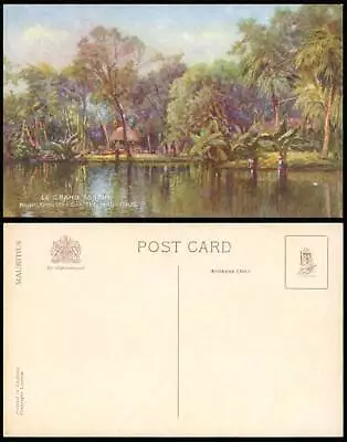 Mauritius Old Postcard Pamplemousses Gardens Le Grand Bassin Lake Artist Signed • £17.99