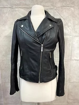 Michael Kors Women's Black Leather Motorcycle Jacket Size S Small • $69.99
