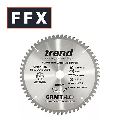 Trend CSB/CC19060T 190mm 60T X 20mm Bore Makita DLS713 Mitre Saw Blade TCT • £20.75