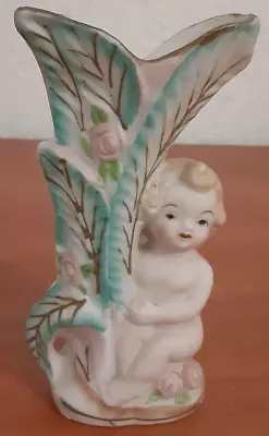 Vintage Occupied Japan 1940s 1950s Ceramic Cherub Bud Vase Baby Angel Flower • $5.99