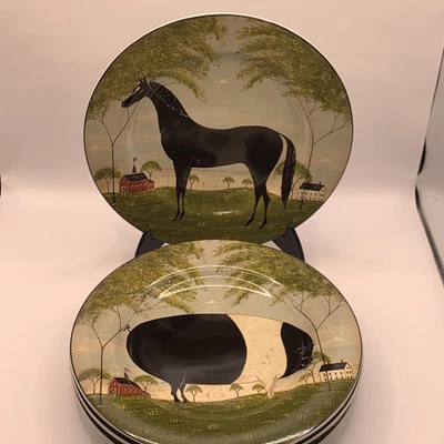 $28.79 • Buy Vintage Warren Kimble Animal Collection Sheep Cow Horse Pig Salad Plates (4)