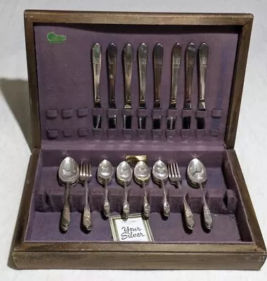 39 Pc. Vintage Wm. Rogers Beloved Silverplate Flatware Set In Box • $54.99