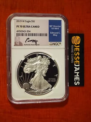 2019 W Proof Silver Eagle Ngc Pf70 Edmund Moy Hand Signed Blue Label • $30