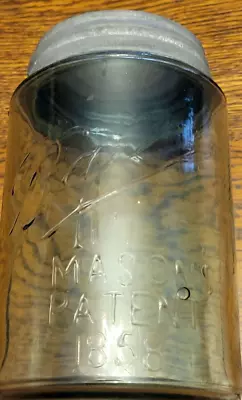 Vintage Ball Improved Masons Patent 1858 Pint Jar & Zinc Lid • $12.99