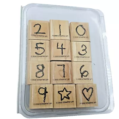 Stampin Up Crayon Fun Alphabet Numbers Vintage Rubber Wood Stamp Set Of 12 2002  • $12.74