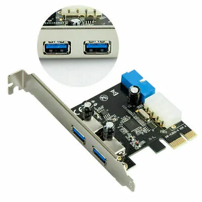 £9.99 • Buy 2 Ports PCI-E USB 3.0 With 4 Pin Molex And 19Pin 20Pin PCI Express Card Adapter