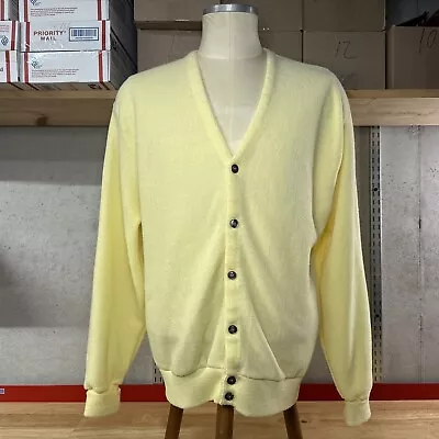 Vtg Classics Cardigan Men’s L Large Made In USA Yellow Grandpa • $22