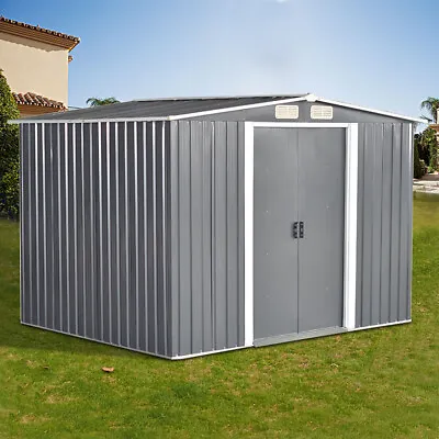 £339.99 • Buy Metal Garden Shed 8 X 10 FT Garden Storage House Apex Roof With FREE FOUNDATION