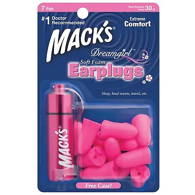 MACK'S® Dreamgirl Soft Foam Earplugs (7 Pairs) Including Aluminium Case • £7.95