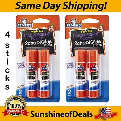 4 Sticks Elmer's Washable Disappearing Purple School Glue Stick 6g .21oz Ea Tube • $6.49