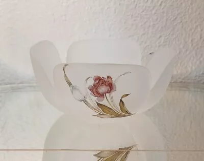 Vintage Viking Clear Satin Glass Bowl Flower Petal Rim Floral Tulip Decoration • $15